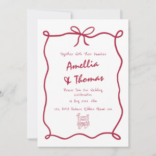 Lovely Whimsical Doodle Hand Drawn wedding Thank You Card