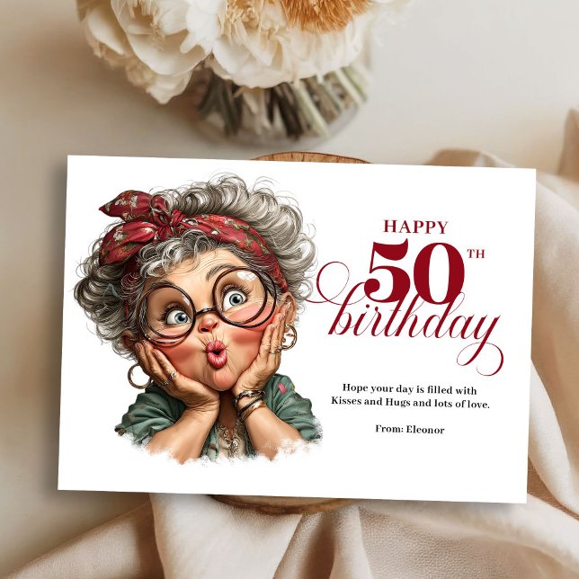 Lovely Whimsical Woman 50th Birthday Humor Greetin Invitation (Lovely Whimsical Woman 50th Birthday Humor Greeting Card

)