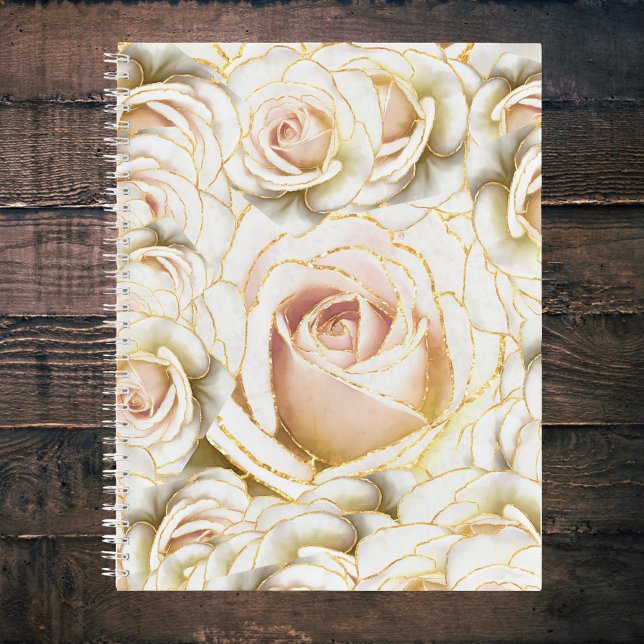 Lovely White and Pink Glittery Roses Melange Notebook (Creator Uploaded)