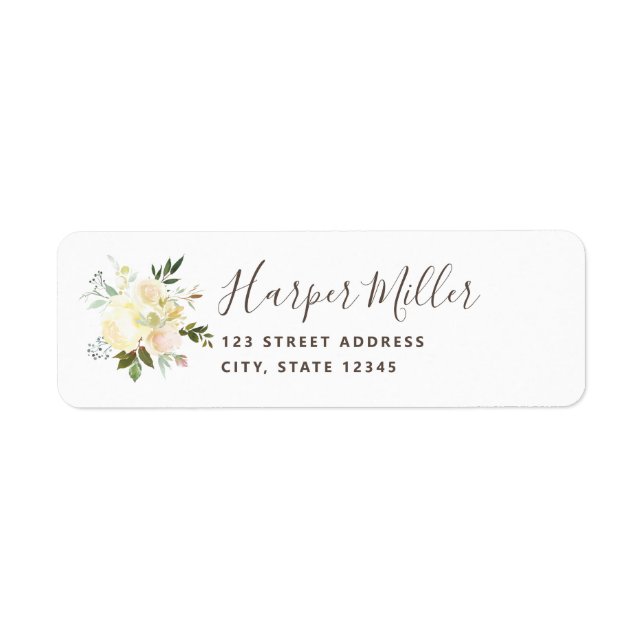Lovely White Florals Script Return Address (Front)