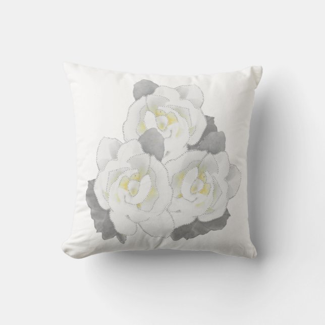 Lovely White Flower on White Cushion (Front)