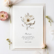 Lovely White Rose Elegant Wedding Thank You Card