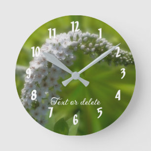Lovely White Wildflower In Bloom Personalised Round Clock