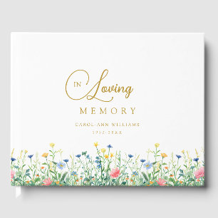 Lovely, wildflower "In Loving Memory" funeral Guest Book
