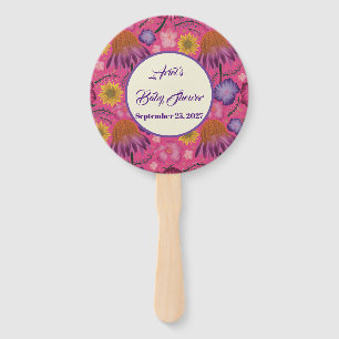 Lovely Wildflower Pink Baby Shower Hand Fan
