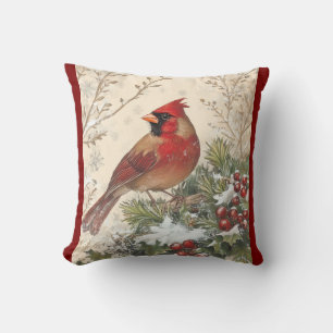 Lovely Winter Cardinal Throw Pillow
