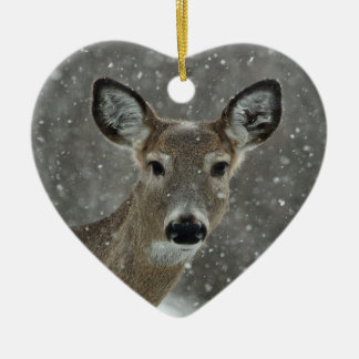 Lovely Winter Snow Deer Ceramic Tree Decoration