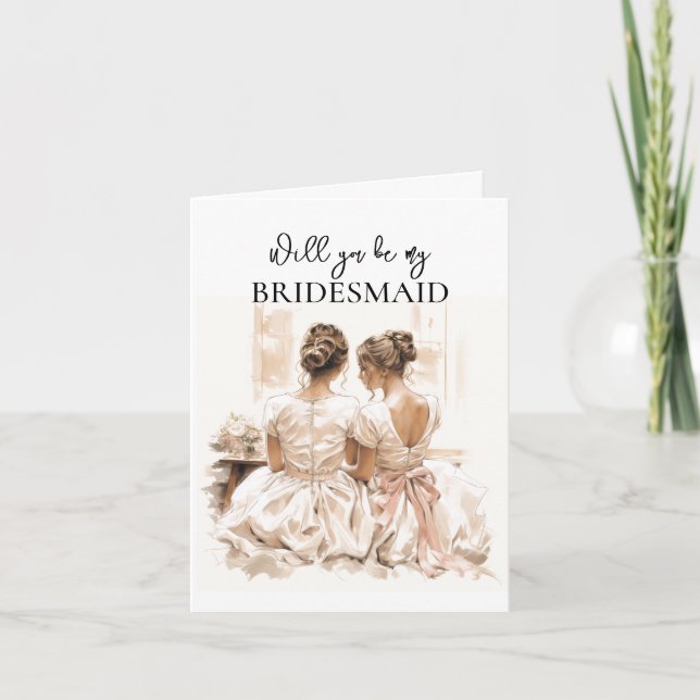 Lovely Women Bridesmaid Proposal  Card (Front)