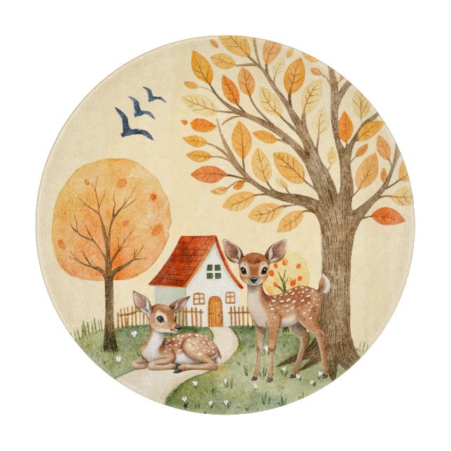 Lovely Woodland Deer Countryside Home Kids Cutting Board (Front)