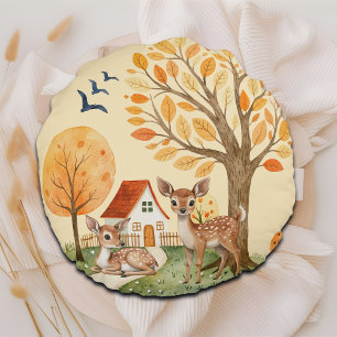 Lovely Woodland Deer Countryside Home Round Cushion