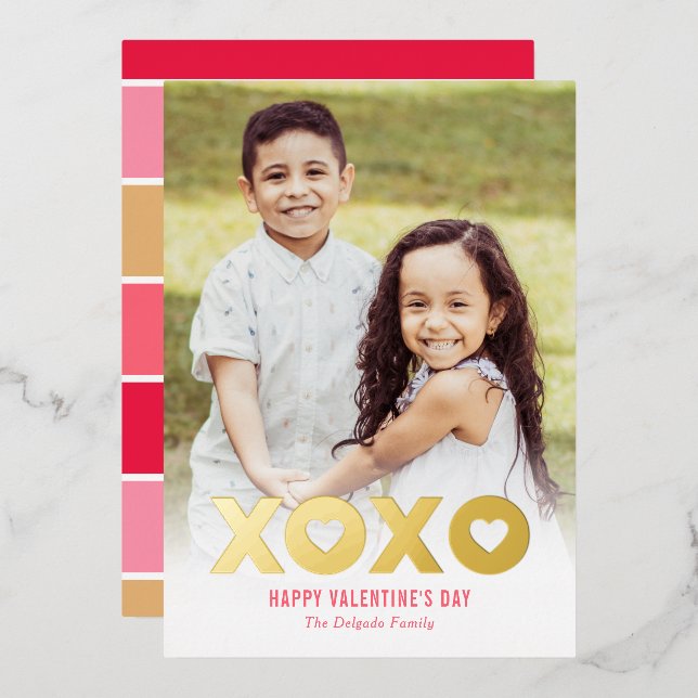 Lovely XOXO Foil Valentine's Day Photo Card (Front/Back)
