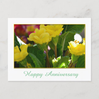 Lovely yellow garden flowers happy anniversary postcard