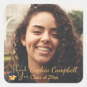 Lovely Yellow Graduation Square Sticker