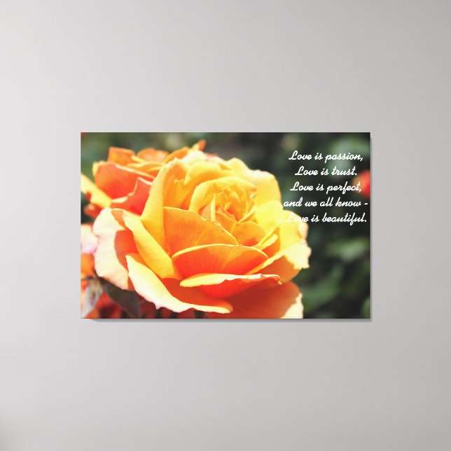 Lovely yellow rose flower - love is beautiful canvas print (Front)