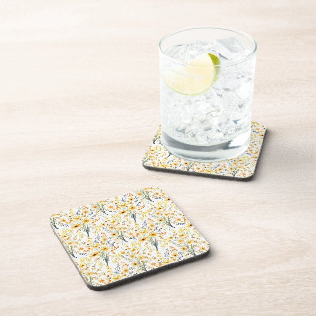Lovely yellow spring wildflowers coaster (Right Side)