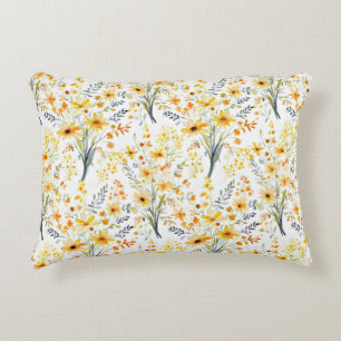 Lovely yellow spring wildflowers decorative cushion