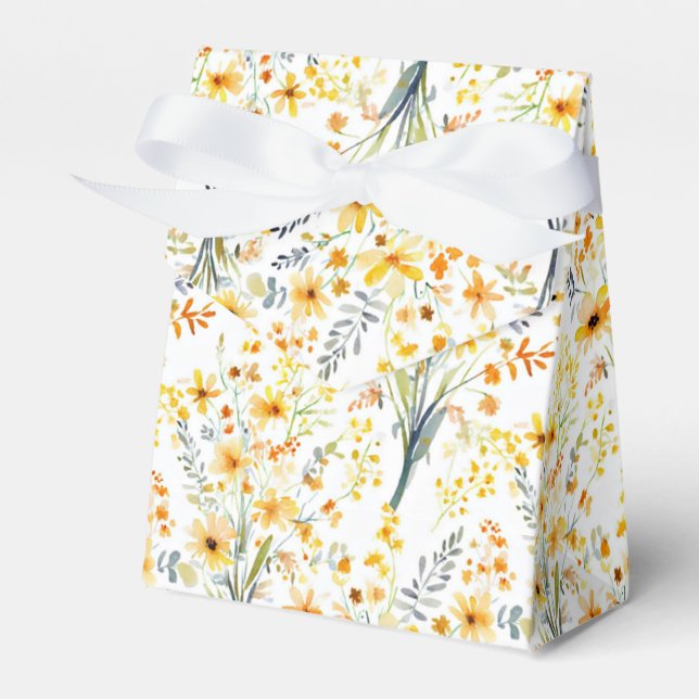 Lovely yellow spring wildflowers favour box (Front Side)