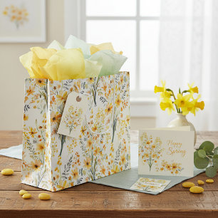 Lovely yellow spring wildflowers large gift bag