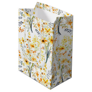 Lovely yellow spring wildflowers medium gift bag