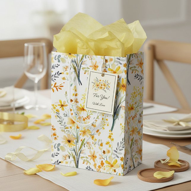 Lovely yellow spring wildflowers medium gift bag (Creator Uploaded)