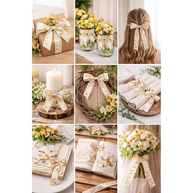 Lovely yellow spring wildflowers satin ribbon (Creator Uploaded)