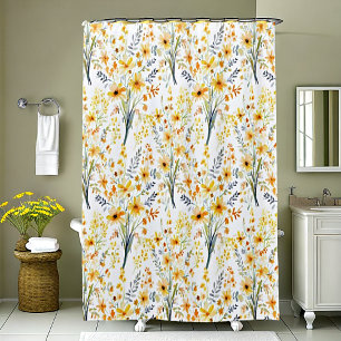 Lovely yellow spring wildflowers shower curtain