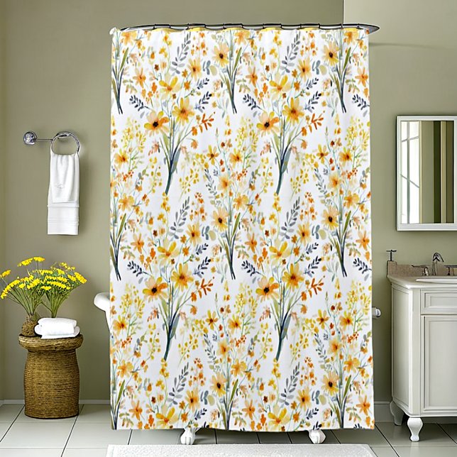 Lovely yellow spring wildflowers shower curtain (Creator Uploaded)