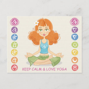 Lovely Yoga Girl Illustration Postcard