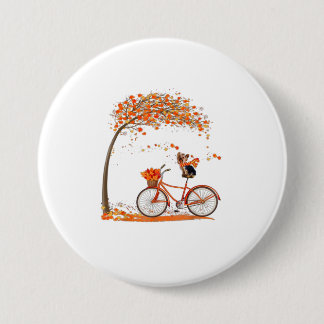 Lovely Yorkie in fall funny dog riding bicyc 7.5 Cm Round Badge