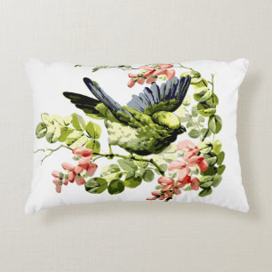 Lovely Young Parrot in Flowering Tree Decorative Cushion