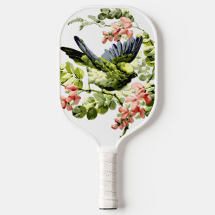 Lovely Young Parrot in Flowering Tree Pickleball Paddle