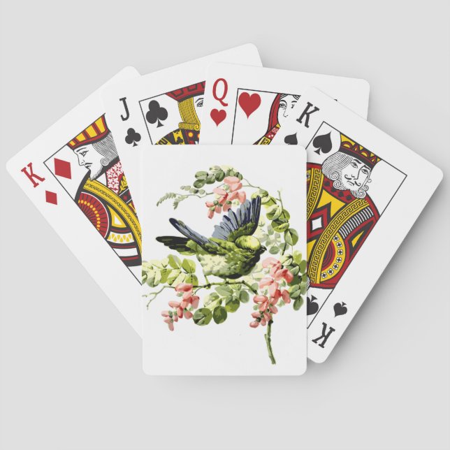 Lovely Young Parrot in Flowering Tree Playing Cards (Back)