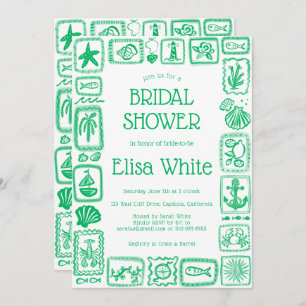 LoveNotes from Sea Bridal Shower Modern CUSTOM QR Invitation