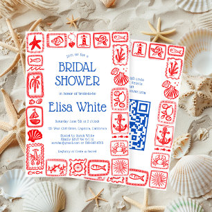 LoveNotes from Sea Bridal Shower Modern CUSTOM QR Invitation