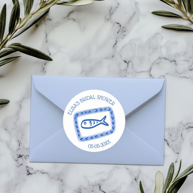 LoveNotes from Sea Cute Fish CUSTOM Bridal Shower Classic Round Sticker (LoveNotes from Sea Cute Fish CUSTOM Bridal Shower Classic Round Sticker
)