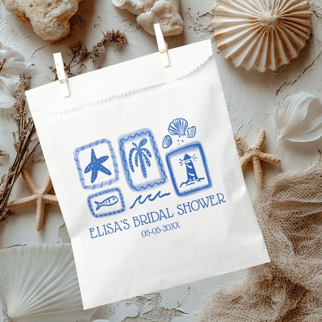 LoveNotes from Sea Modern CUSTOM Bridal Shower Favour Bags (LoveNotes from Sea Coastal Beach Modern CUSTOM Bridal Shower Favor Bag
)