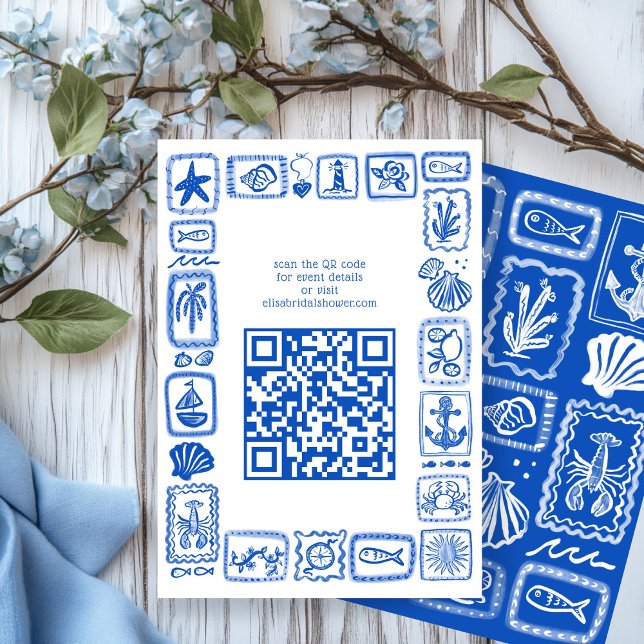LoveNotes from Sea Modern CUSTOM QR  Bridal Shower Enclosure Card (LoveNotes from Sea Modern CUSTOM QR Bridal Shower Enclosure Card
)