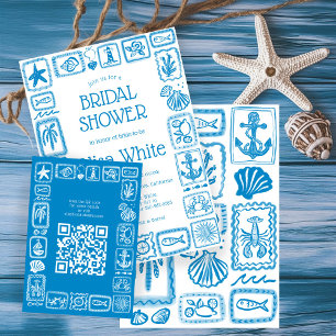 LoveNotes from Sea Modern CUSTOM QR Bridal Shower Enclosure Card