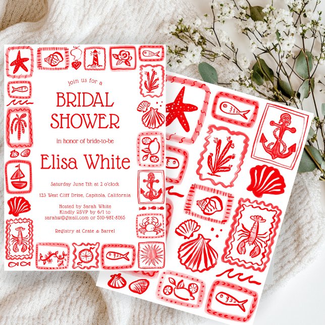 LoveNotes from the Sea Bridal Shower Modern CUSTOM Invitation (LoveNotes from the Sea Bridal Shower Modern CUSTOM Invitation
)