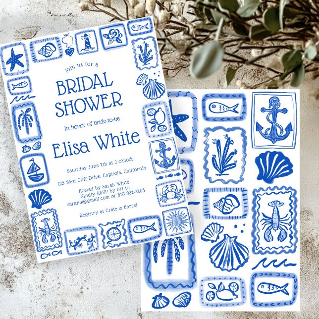 LoveNotes from the Sea Modern CUSTOM Bridal Shower Invitation (LoveNotes from the Sea Modern CUSTOM Beach Summer Hand drawn Bridal Shower Invitation
)