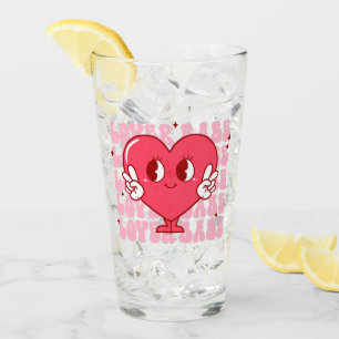 Lover Babe Cute Smiling Heart & Repeating Text Glass