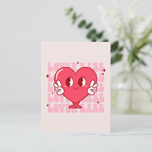 Lover Babe | Cute Smiling Heart & Repeating Text Postcard (Standing Front)