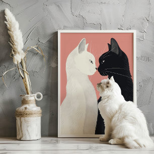 Lover Cats Valentine Felines Pastel Art Print