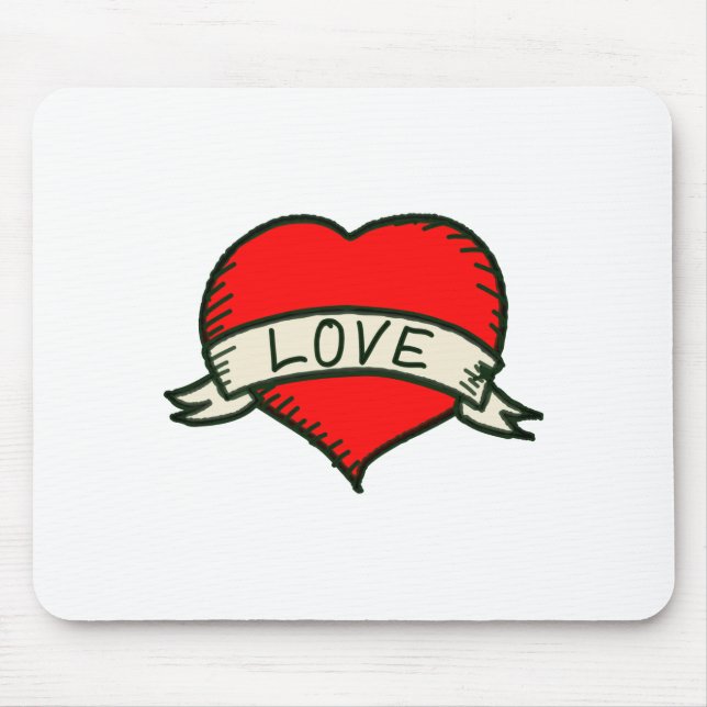 Lover Heart Shape Drawing Mouse Pad (Front)