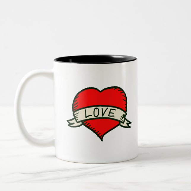 Lover Heart Shape Drawing Two-Tone Coffee Mug (Left)