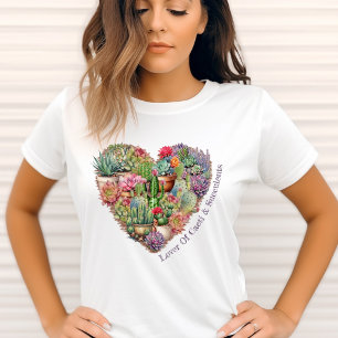 Lover Of Cacti And Succulents In A Heart Shape T-Shirt