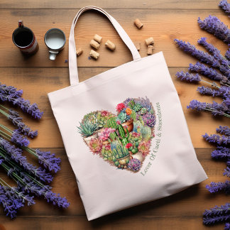 Lover Of Cacti And Succulents In A Heart Shape Tote Bag
