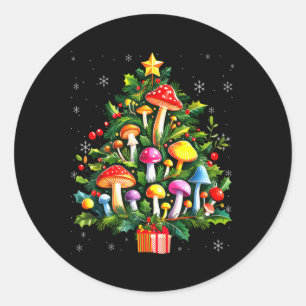 Lover Xmas Mushroom Christmas Tree T Shirt  Classic Round Sticker