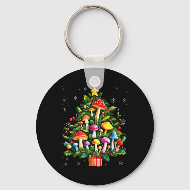 Lover Xmas Mushroom Christmas Tree T Shirt  Key Ring (Front)