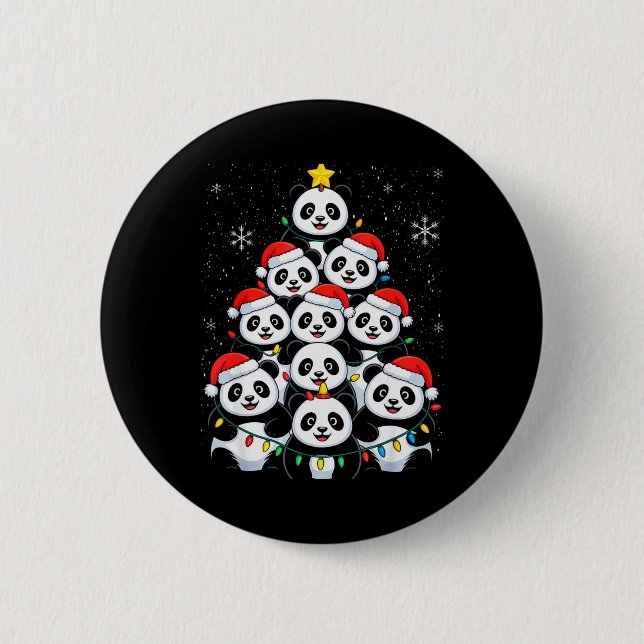 Lover Xmas Panda Christmas Tree T Shirt  6 Cm Round Badge (Front)
